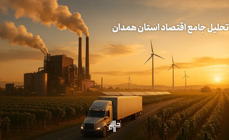 نمای هوایی شهر همدان با تمرکز بر اقتصاد، گردشگری، کشاورزی و صنعت استان همدان