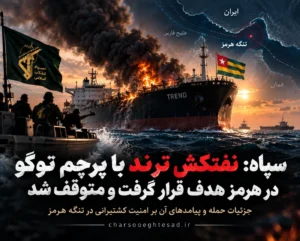 سپاه: نفتکش «ترند» با پرچم توگو در تنگه هرمز هدف قرار گرفت و متوقف شد - تحلیل اقتصادی - چارسو اقتصاد نفتکش ترند با پرچم توگو هدف قرار گرفته در تنگه هرمز طبق اعلام نیروی دریایی سپاه