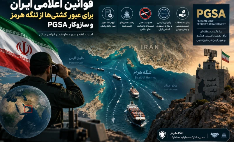 قوانین اعلامی ایران برای عبور کشتی‌ها از تنگه هرمز و سازوکار PGSA