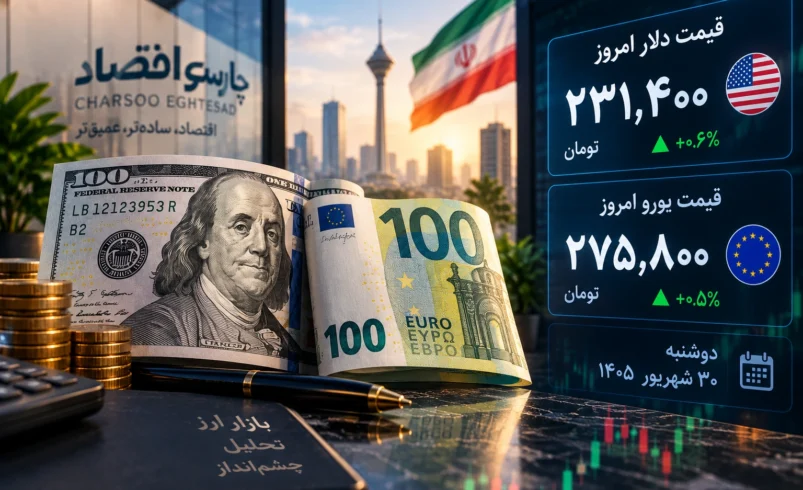 قیمت دلار و یورو امروز دوشنبه ۳۰ شهریور ۱۴۰۵ در بازار آزاد