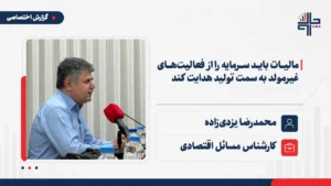 یزدی‌زاده: مالیات باید سرمایه را از فعالیت‌های غیرمولد به سمت تولید هدایت کند