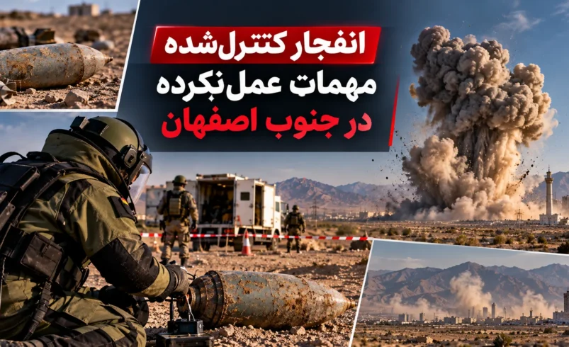 تصویرسازی عملیات امحای کنترل‌شده مهمات عمل‌نکرده در جنوب اصفهان، بهارستان و صفه