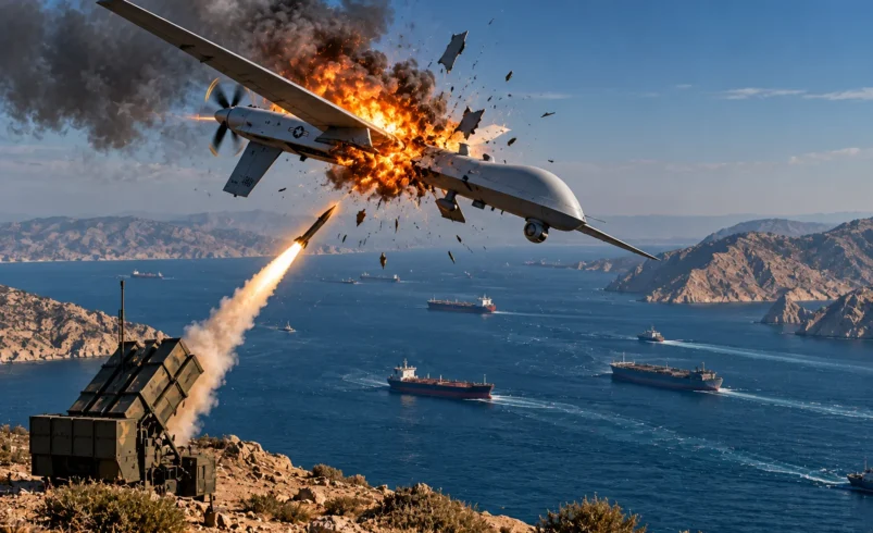 تصویر مرتبط با خبر انهدام پهپاد MQ-1 در شرق تنگه هرمز مقابل سیریک