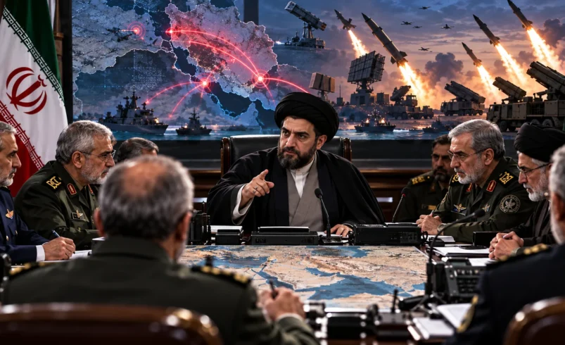 تصویرسازی مفهومی دستور فرمانده کل قوا به فرماندهان ارشد نیروهای مسلح و آمادگی دفاعی ایران