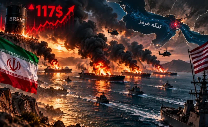 آتش‌سوزی نفتکش در تنگه هرمز و جهش قیمت نفت برنت به بالای ۱۱۷ دلار